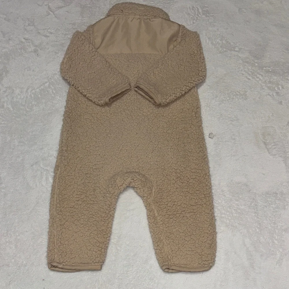 Carters Cozy Taupe Sherpa Baby One-Piece Romper - Picture 8 of 10